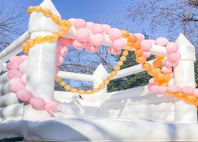 Party Events Used Commercial Grade 1000D PVC Tarpaulin Bouncer Inflatable Wedding Bouncy Castle White Bounce House