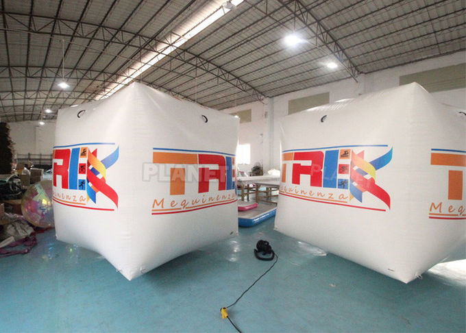 Full Printing Inflatable Cube Swim Buoy For Water Event , Floating Water Marker Buoy Inflatable Square Swim Buoy