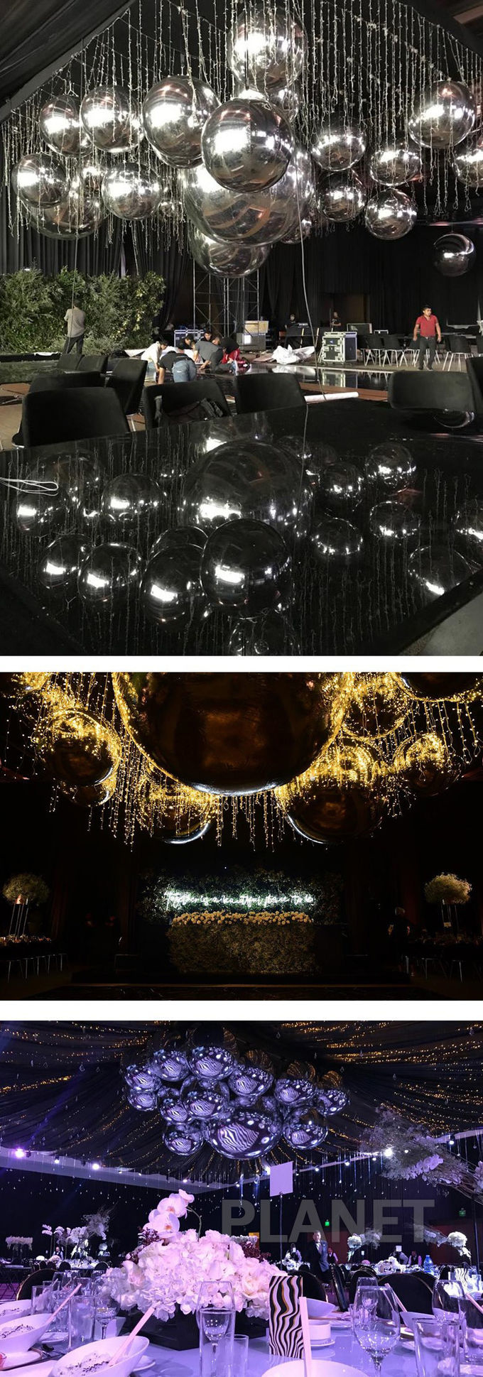 Silver Reflective Balloon Inflatable Floating Mirror Balls For Wedding Decoration