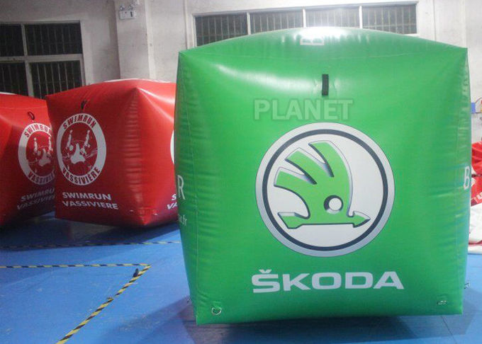 Green Square Shape Inflatable Race Marker Buoys For Swim Event EN71