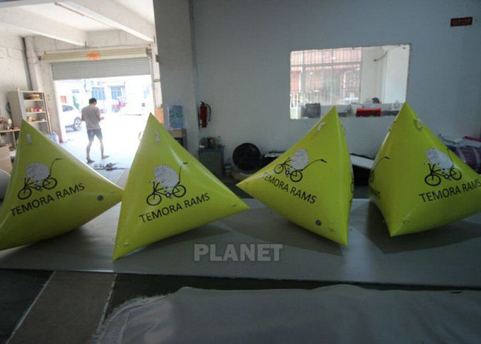 1.2m Yellow Tarpaulin Inflatable Triangle Buoy With Custom Logo