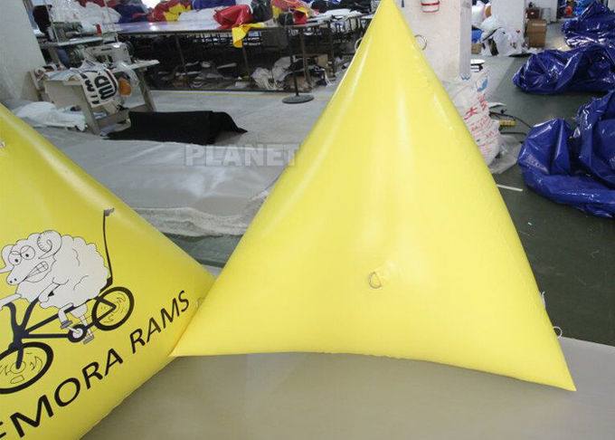 1.2m Yellow Tarpaulin Inflatable Triangle Buoy With Custom Logo