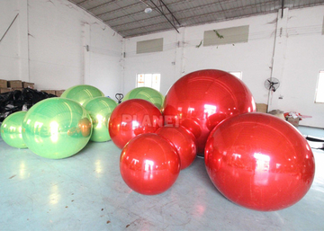 Red Green Custom Size Double Layer PVC Inflatable Mirror Ball Hanging Sphere Disco Balls Balloon For Advertising Events