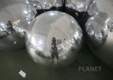 Large PVC Silver Inflatable Hanging Mirror Balls For Event Christmas Decoration