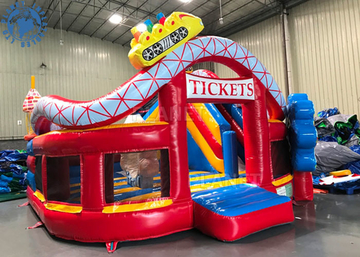 Adult Inflatable playground bounce house combo funcity bounce round jumping house obstacle course moonwalk bounce house