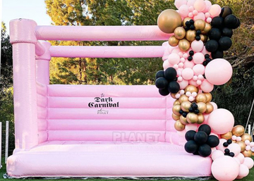 Pink Castle Inflatable Jumping Commercial Bounce House / Bouncy Castle For Kids