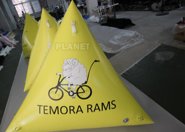 1.2m Yellow Tarpaulin Inflatable Triangle Buoy With Custom Logo
