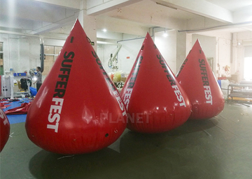 Red Color Inflatable Water Buoy 0.6 Mm PVC Tarpaulin Material Logo Printing